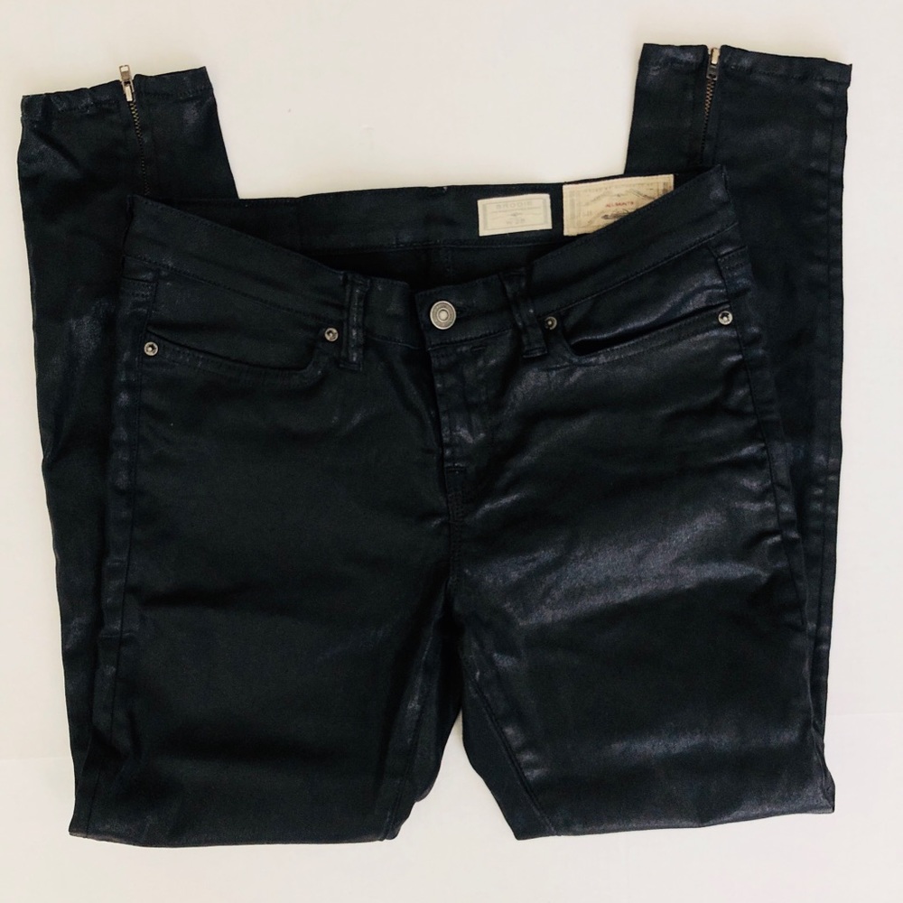 -SOLD- All Saints Brodie Petrol Wax Coated Jeans - Picture 4 of 8